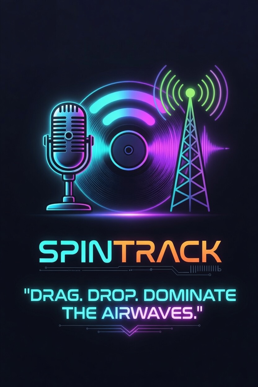 SpinTrack logo — Drag. Drop. Dominate the Airwaves.